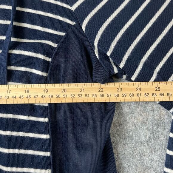 Lauren Ralph Lauren Sweater Jacket Womens 2X Navy Blue Striped Pockets - Picture 7 of 9